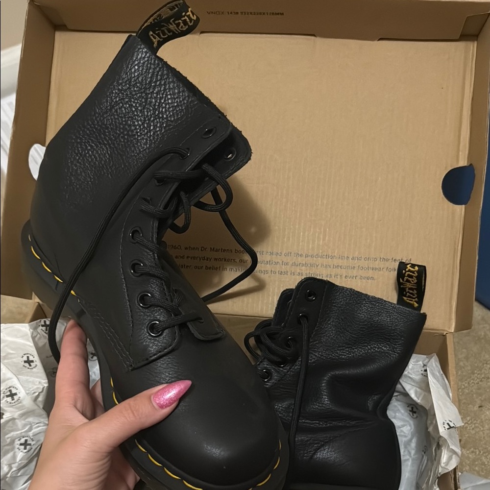 Dr. Martens Black Combat Moto Boots Rugged Design